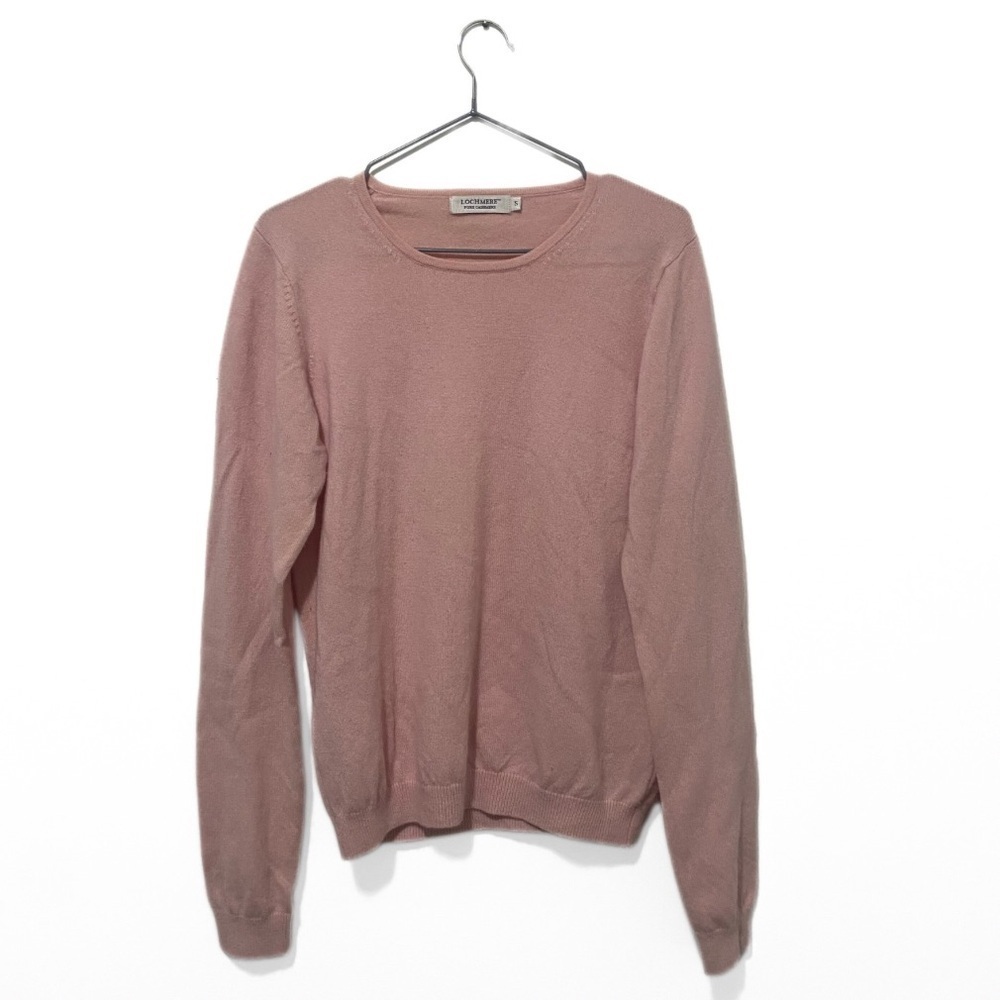 Lochmere Baby Pink Crew-Neck Soft Lounge Knit 100% Cashmere Sweater Size Small